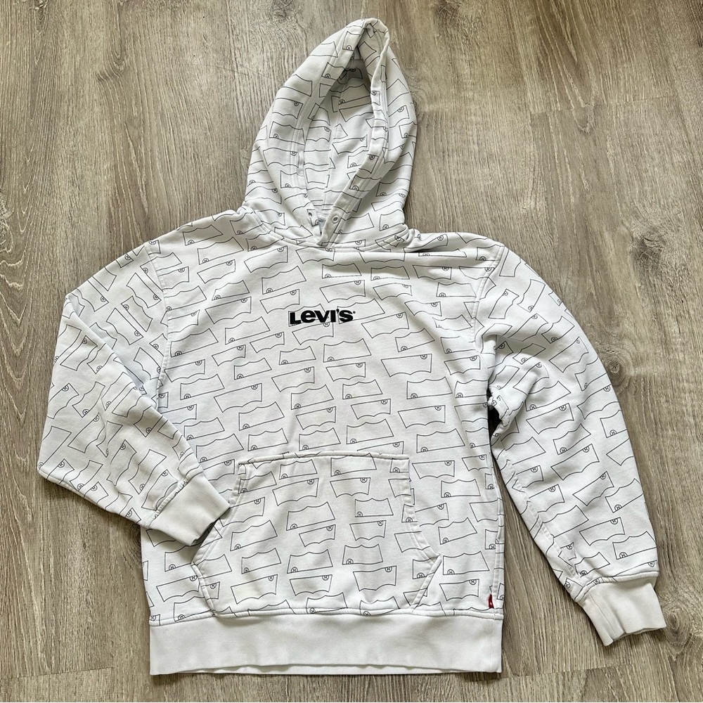 Levi's White Pullover Batwing Hoodie Sweatshirt‎ sz small